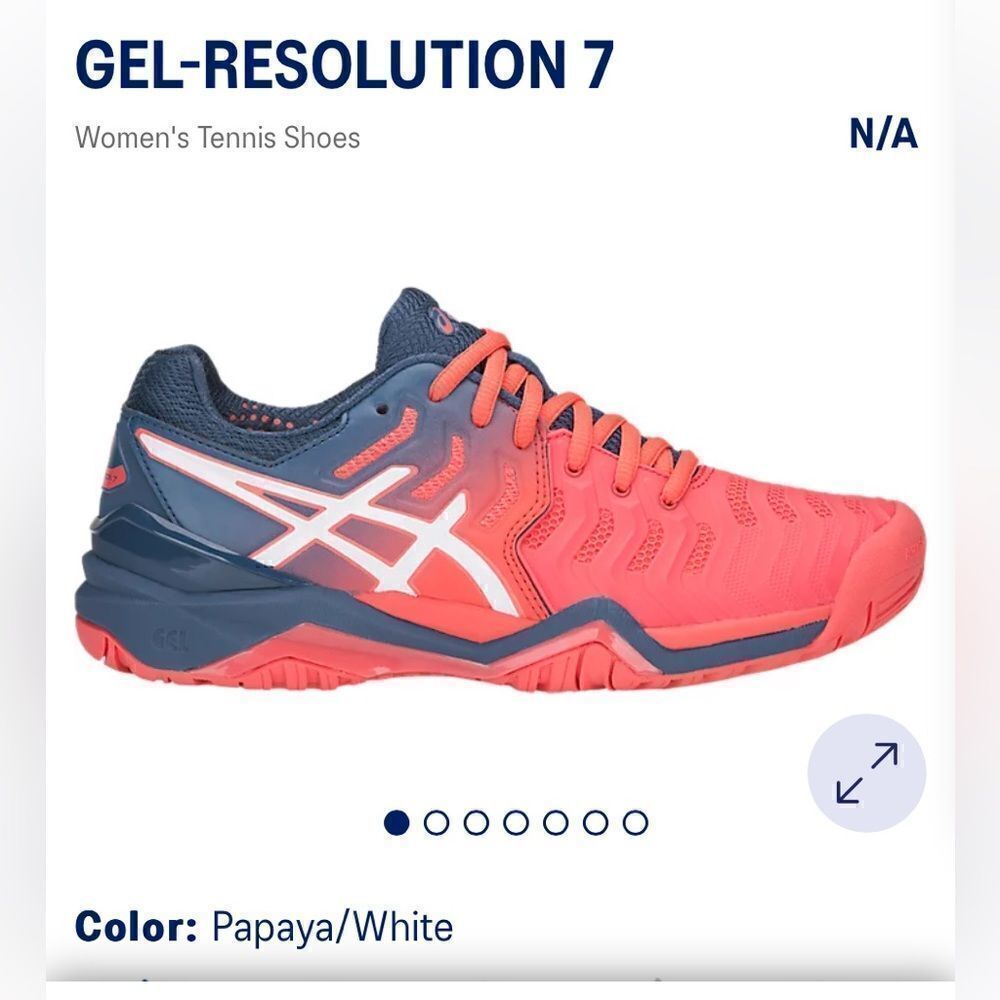 Asics gel resolution 7 | size  9.0 sneakers papaya / white / blue
